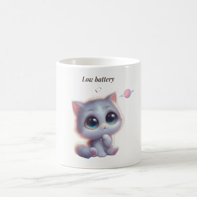 Low Battery Cat Meme Mug (Center)