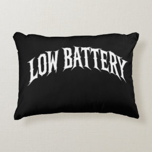 LOW BATTERY Distorted Gothic Text Design Decorative Cushion