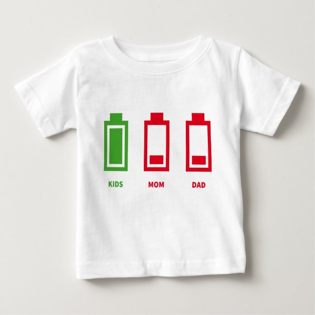 Low Battery Funny Kids Mum Dad Energy Baby T-Shirt (Front)