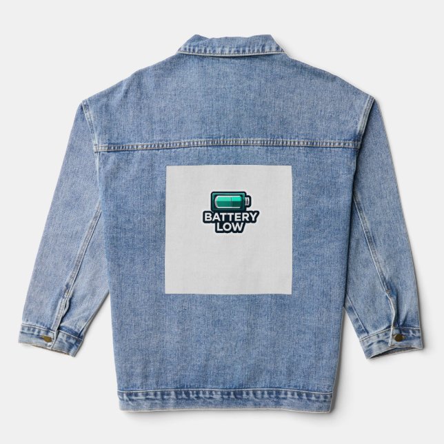 “Low Battery Graphic T-Shirt – Trendy Youth Tee” Denim Jacket (Back)