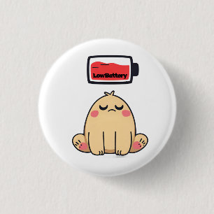 Low Battery Mood – Funny Comic Doodle 3 Cm Round Badge