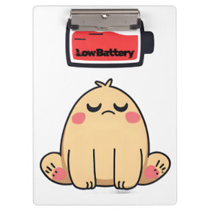 Low Battery Mood – Funny Comic Doodle Clipboard