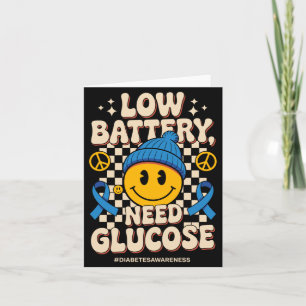 Low Battery Need Glucose Blue Ribbon Diabetes Card