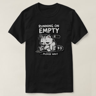 Low Battery Sleepy Cat Coffee Humour Design T-Shirt