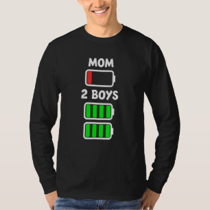Low Battery Tired Mum Of Two Full Energy Boys Moth T-Shirt