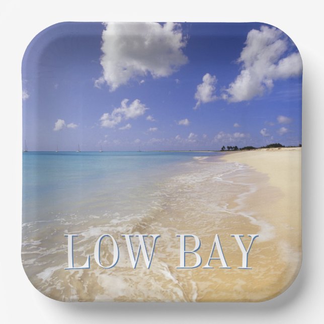 Low Bay Beach, Barbuda, Antigua Paper Plate (Front)