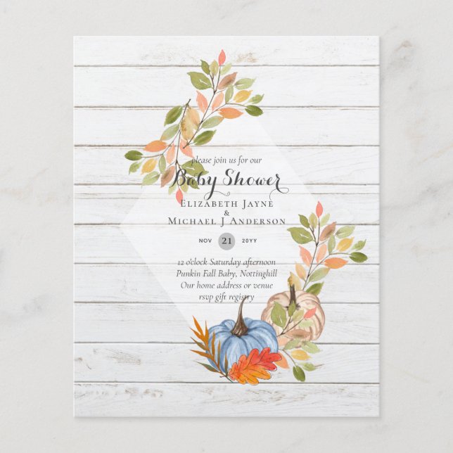 Low BUDGET Baby Shower Invitations - PUMPKIN FALL Flyer (Front)