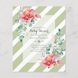 LOW BUDGET Red Floral BABY SHOWER Invitation Flyer