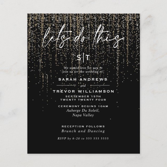 Low Budget Wedding Edgy Champagne Glitter Garland (Front)