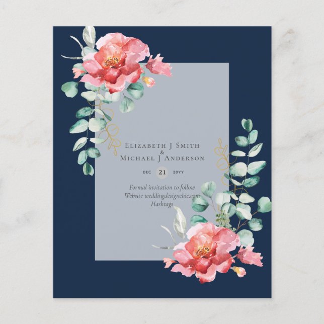 LOW BUDGET White Roses SAVE THE DATES Modern Flyer (Front)