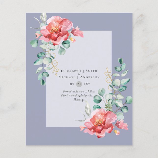 LOW BUDGET White Roses SAVE THE DATES Modern Flyer (Front)