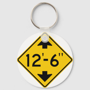 Low Clearance Warning Highway Sign Key Ring