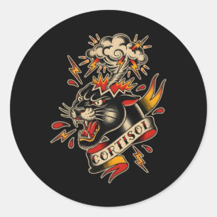Low Cortisol Level Mental Health Meme Retro Panthe Classic Round Sticker