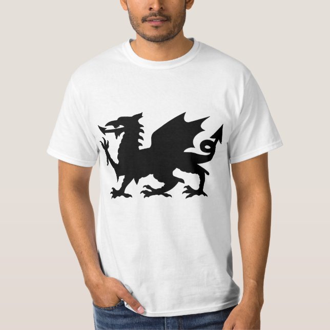 Low Cost Black Winged Wales Dragon Silhouette Tee (Front)