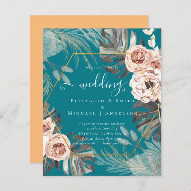 Low Cost Budget PAMPAS GRASS TROPICAL Wedding (Front/Back)