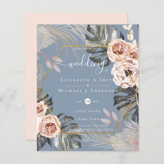 Low Cost Budget PAMPAS GRASS TROPICAL Wedding (Front/Back)