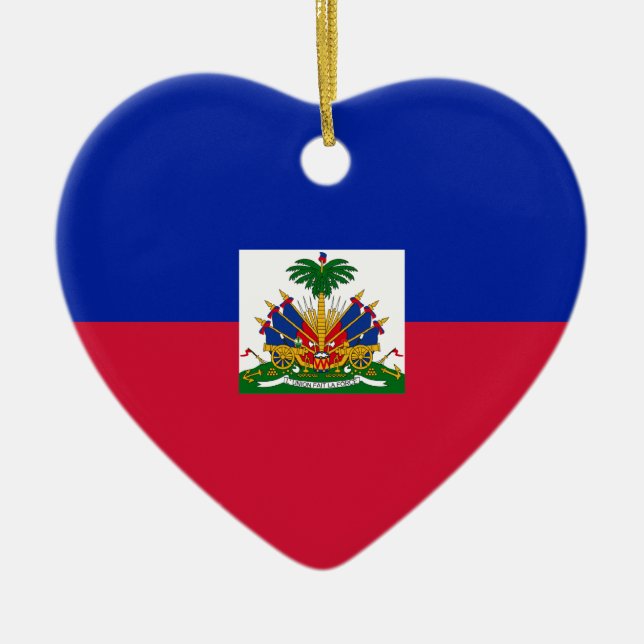 Low Cost! Haiti Flag Ceramic Tree Decoration (Front)