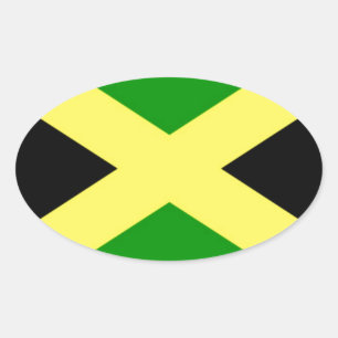 Low Cost! Jamaica Flag Oval Sticker