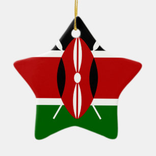 Low Cost! Kenya Flag Ceramic Tree Decoration