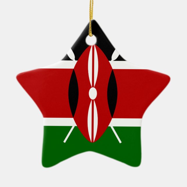 Low Cost! Kenya Flag Ceramic Tree Decoration (Front)