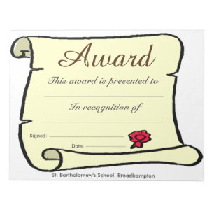 Low Cost School Award Scroll Sheets Notepad