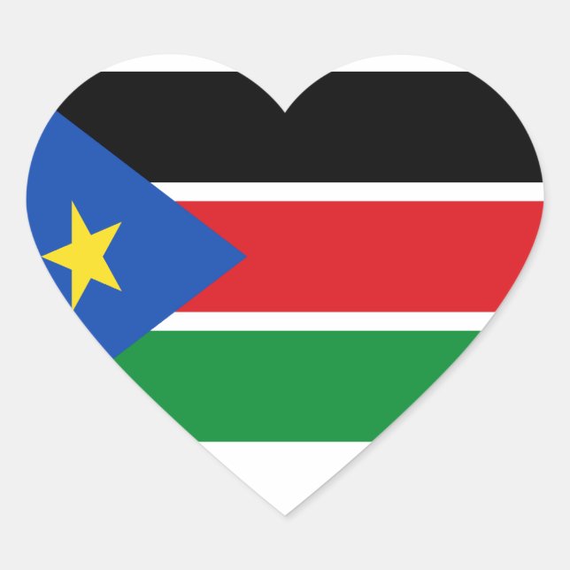 Low Cost! South Sudan Flag Heart Sticker (Front)