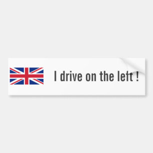 Low Cost Union Jack I Drive On The Left Bumper Sticker