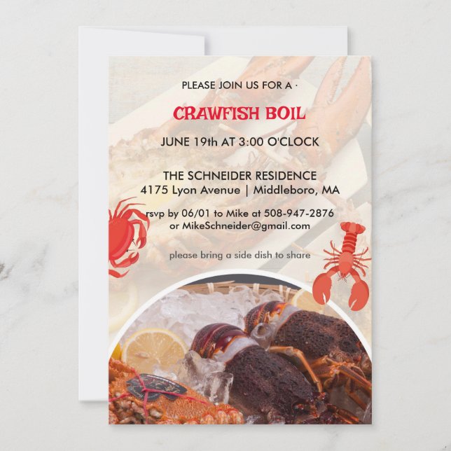 Low Country Boil  Cookout Dinner Party Invitation (Front)