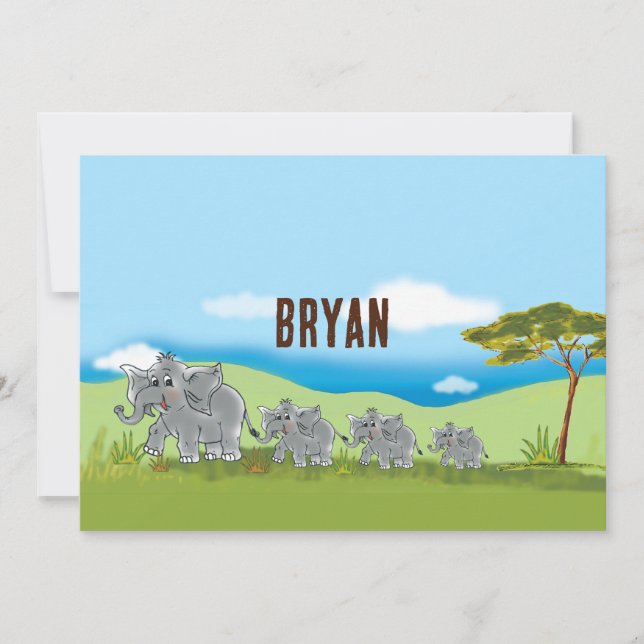 Low elephants — Africa Savanne | Invitation (Front)