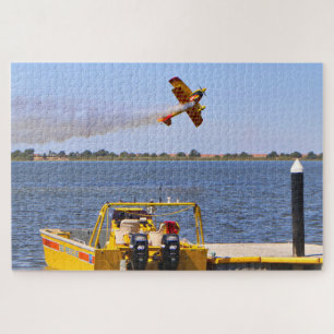 Low flying biplane, Lake Boga, Australia Jigsaw Puzzle