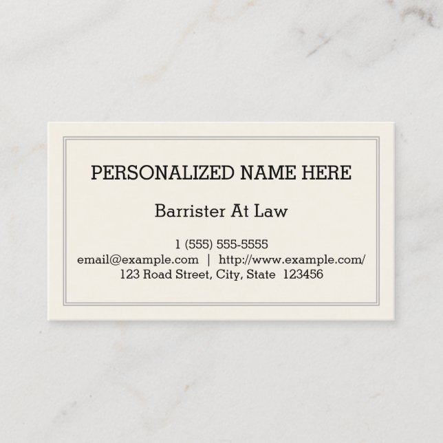 Low-Key and Simple Barrister At Law Business Card (Front)