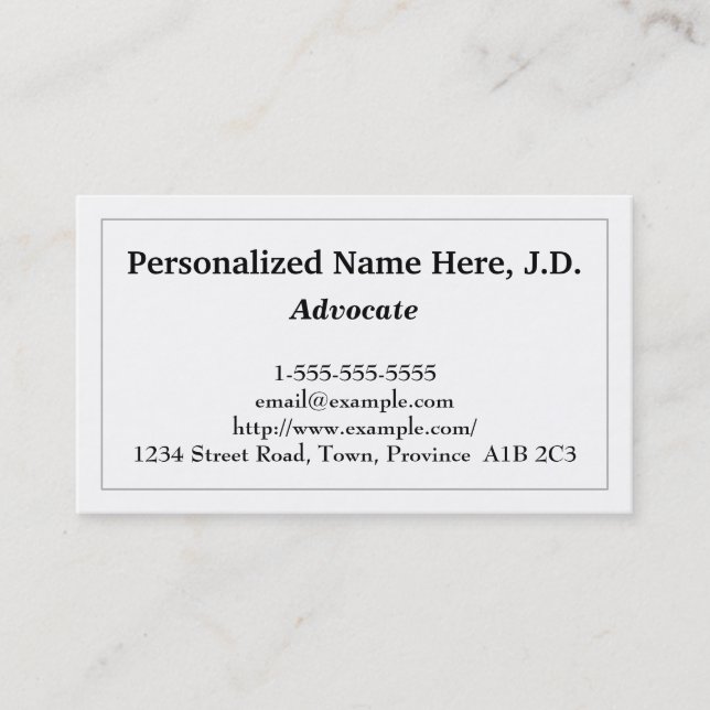 Low-Key & Clean Advocate Business Card (Front)
