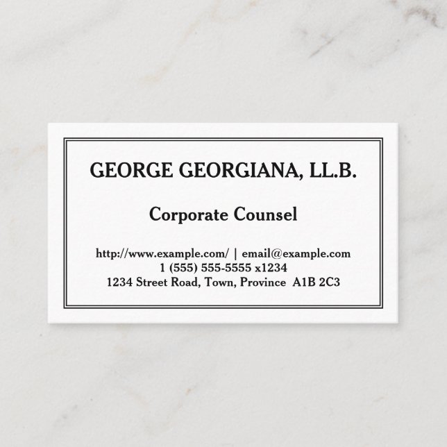 Low-Key Corporate Counsel Business Card (Front)