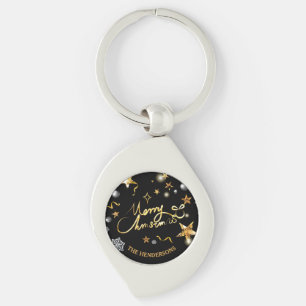 Low-key Luxury Gold Black Stars Custom Xmas Key Ring