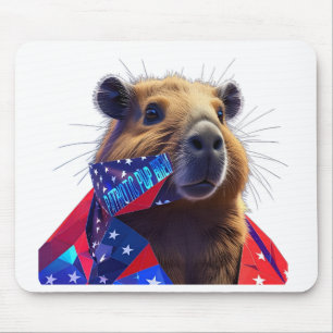 Low-Poly Capybara 'Patriotic Pup Brew' Gamer Surfa Mouse Pad