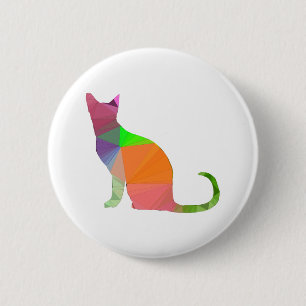 Low Poly Cat Silhouette 6 Cm Round Badge