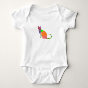 Low Poly Cat Silhouette Baby Bodysuit