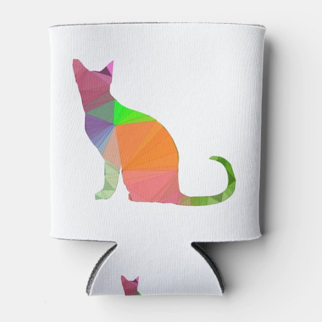 Low Poly Cat Silhouette Can Cooler (Front)
