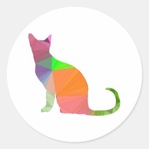 Low Poly Cat Silhouette Classic Round Sticker