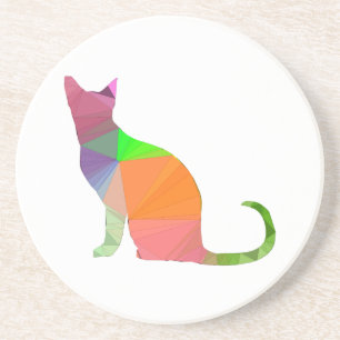 Low Poly Cat Silhouette Coaster