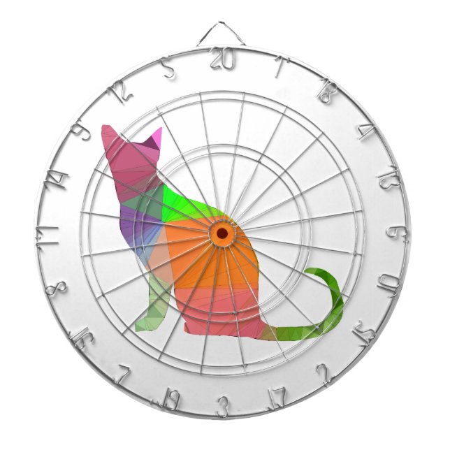 Low Poly Cat Silhouette Dartboard (Front)