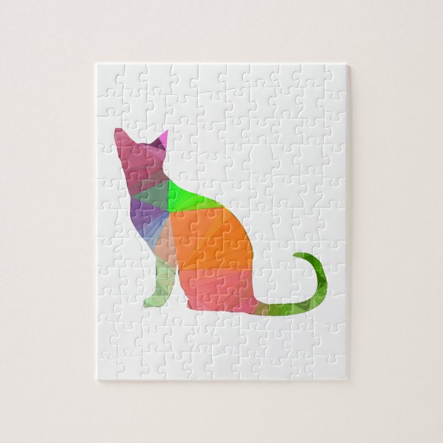Low Poly Cat Silhouette Jigsaw Puzzle (Vertical)