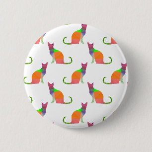 Low Poly Cat Silhouette Pattern 6 Cm Round Badge