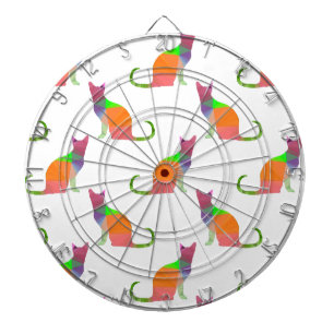 Low Poly Cat Silhouette Pattern Dartboard