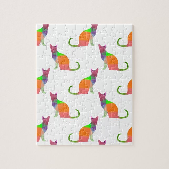 Low Poly Cat Silhouette Pattern Jigsaw Puzzle (Vertical)