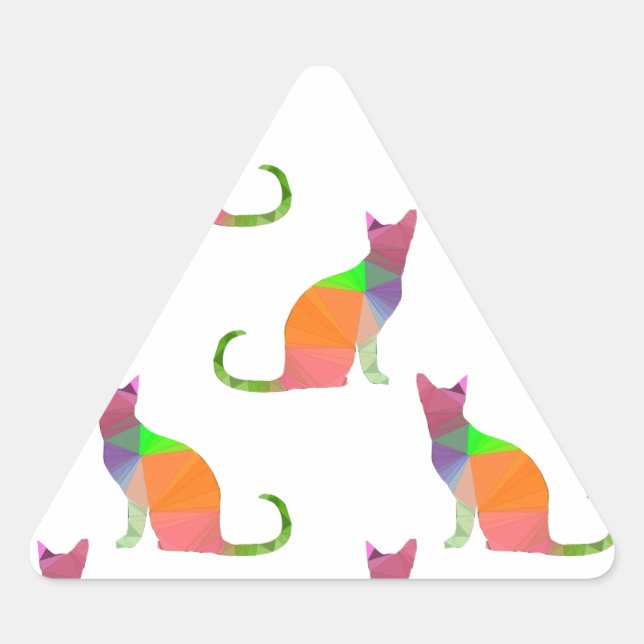 Low Poly Cat Silhouette Pattern Triangle Sticker (Front)