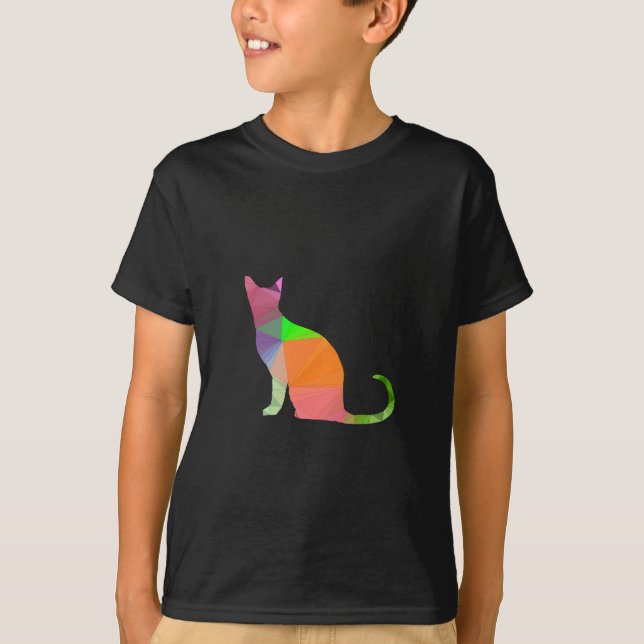 Low Poly Cat Silhouette T-Shirt (Front)