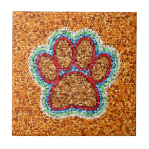 Low Poly Dog Paw Art Ceramic Tile
