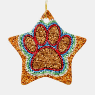 Low Poly Dog Paw Art Ceramic Tree Decoration