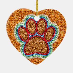 Low Poly Dog Paw Art Ceramic Tree Decoration